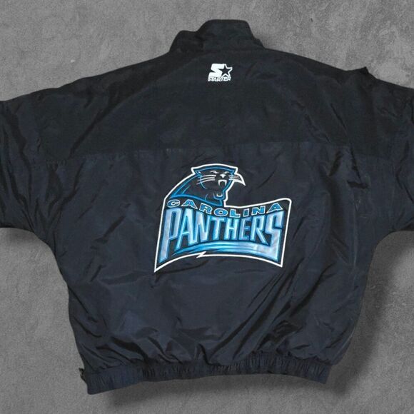 Vintage Starter NFL Carolina Panthers Men’s Pullover Puffer Jacket Black XL - Picture 3 of 7